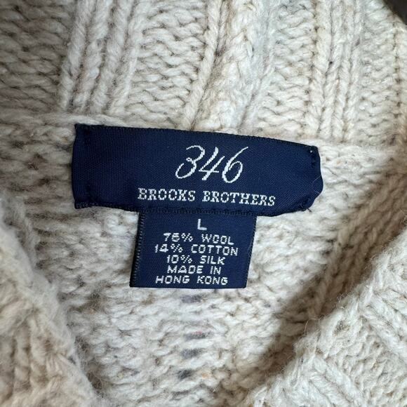 Brooks Brothers Wool Heavy Cable Knit Fisherman High Neck Women’s L Cream - Picture 5 of 8